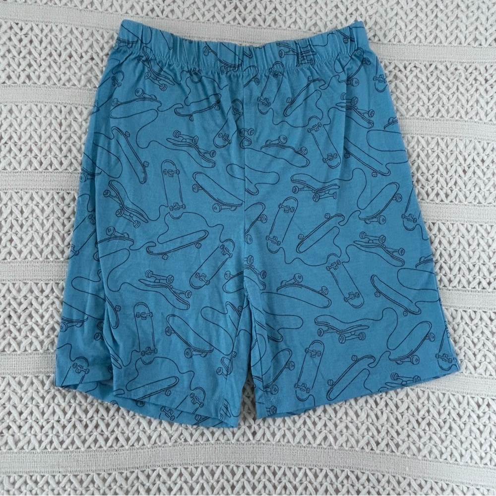 ⭐ Dream Life Boys Size 14 16 Blue Skateboard Pajama Sleep Shorts Flame Resist